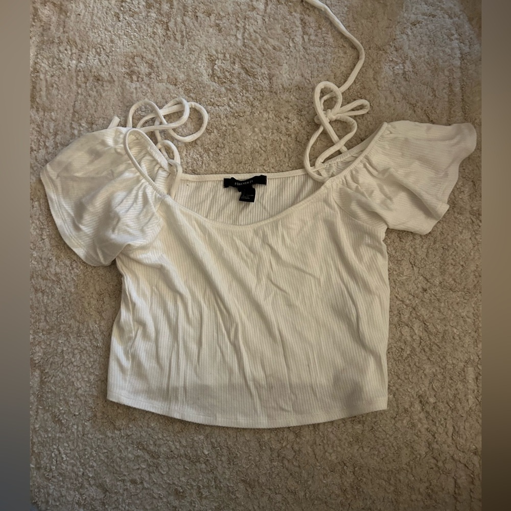 White crop top/off the shoulder